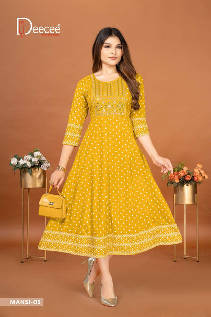Mansi Deecee Rayon Anarkali Kurtis Exporter Gujarat