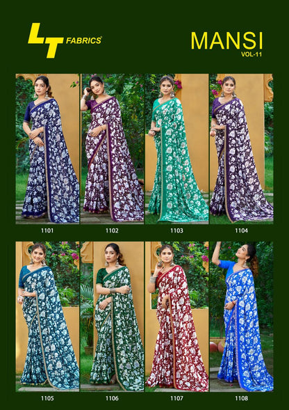 Mansi Vol 11 Lt Fabrics Micro Sarees Wholesaler