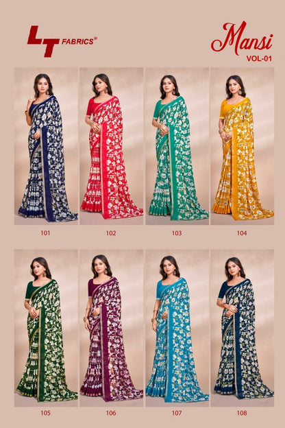 Mansi Vol 1 Lt Fabrics Micro Sarees Manufacturer Ahmedabad