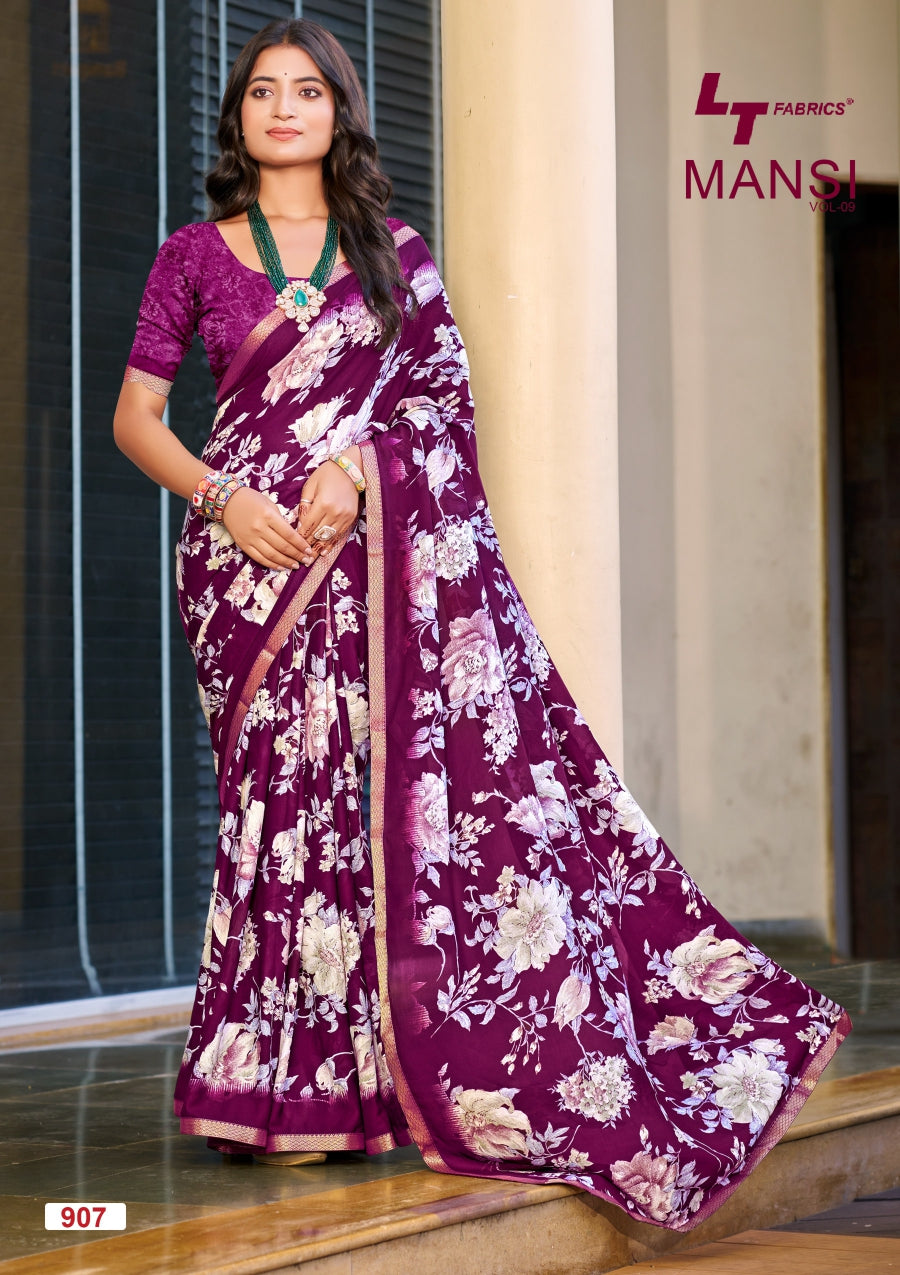 Mansi Vol 9 Lt Fabrics Micro Sarees Supplier