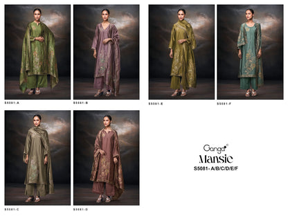 Mansie S5081 Ganga Woven Silk Plazzo Style Suits Wholesaler India