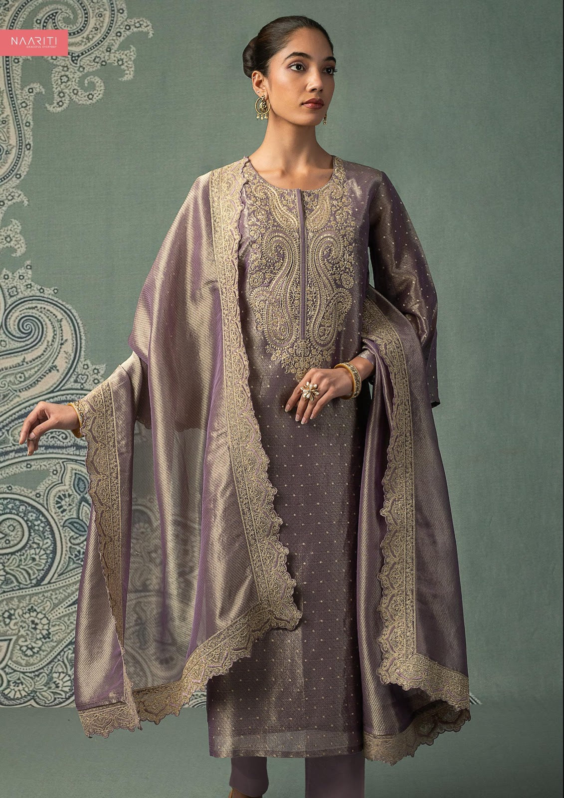 Manthan Naariti Tissue Silk Pant Style Suits Wholesale Price