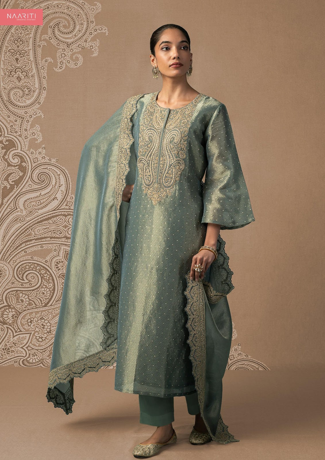 Manthan Naariti Tissue Silk Pant Style Suits Wholesale Price
