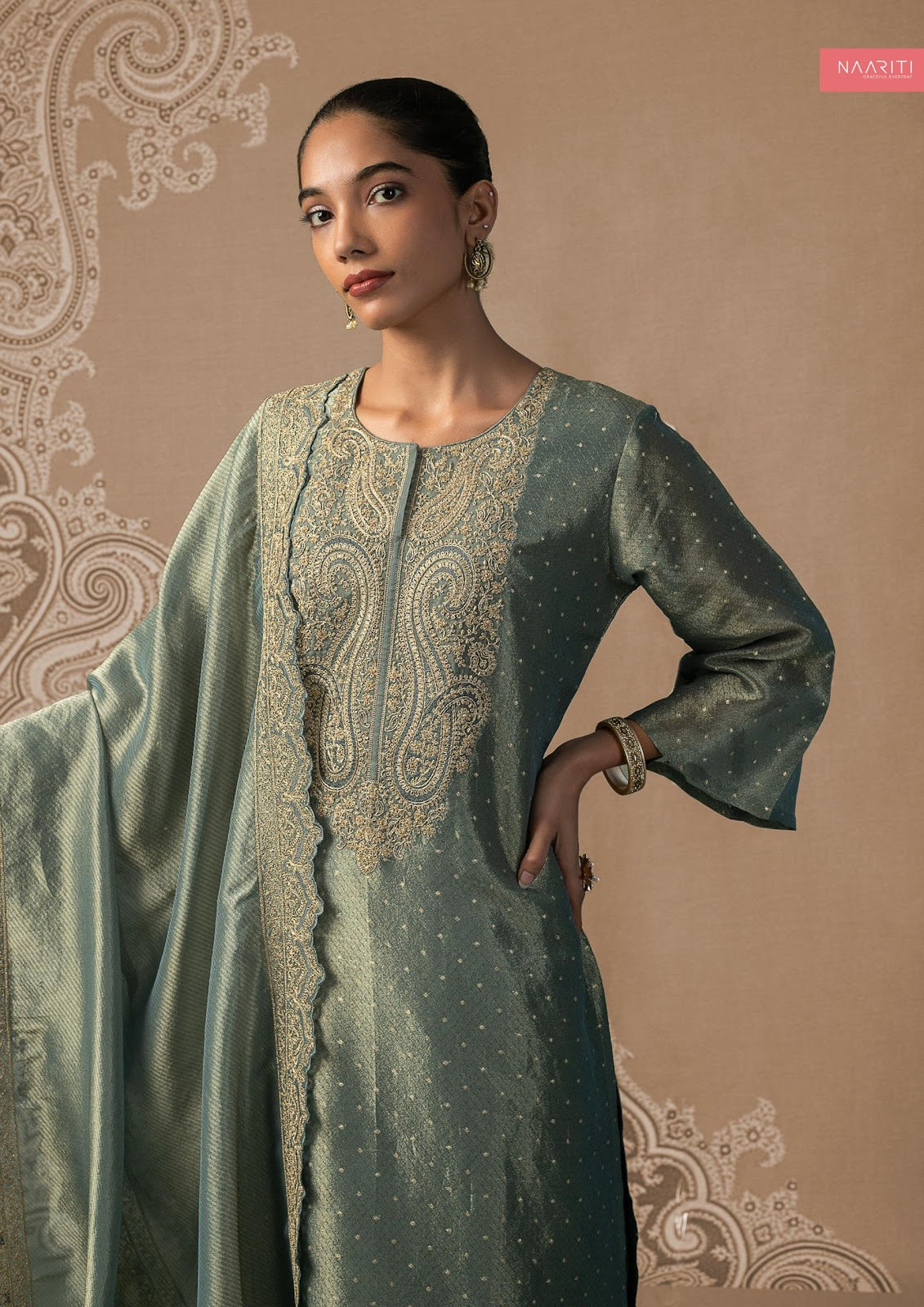 Manthan Naariti Tissue Silk Pant Style Suits Wholesale Price