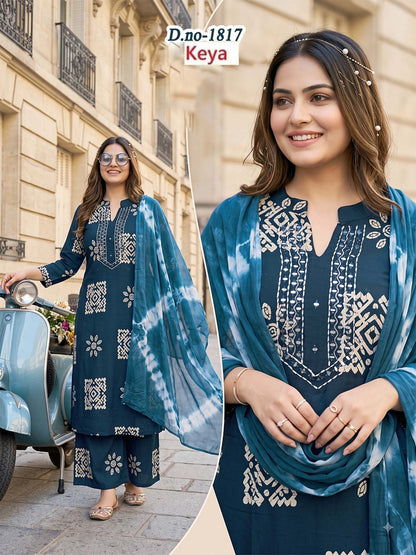 Manual Work 0509 Keya Rayon 18Kg Readymade Plazzo Style Suits Wholesale