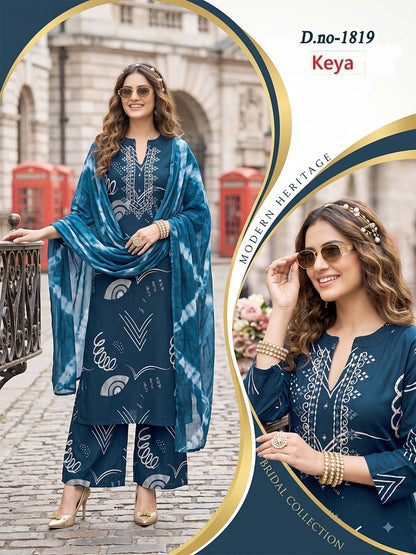 Manual Work 0509 Keya Rayon 18Kg Readymade Plazzo Style Suits Wholesale