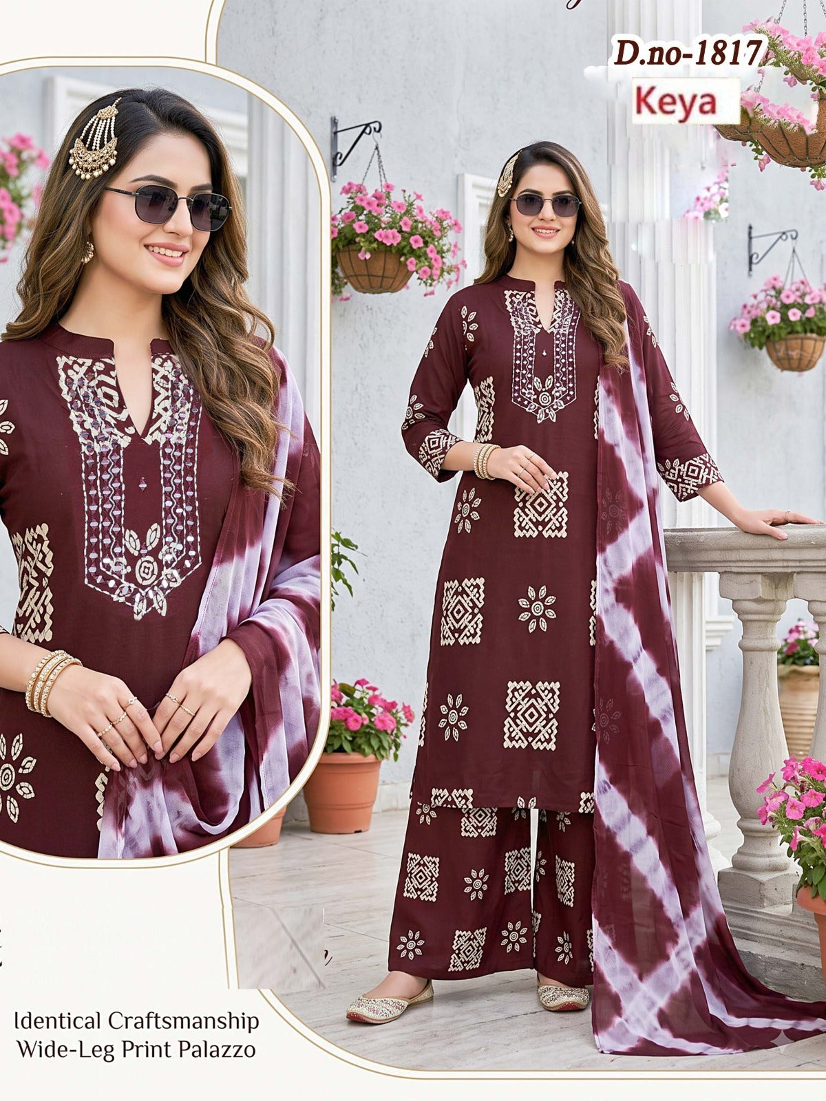 Manual Work 0509 Keya Rayon 18Kg Readymade Plazzo Style Suits Wholesale