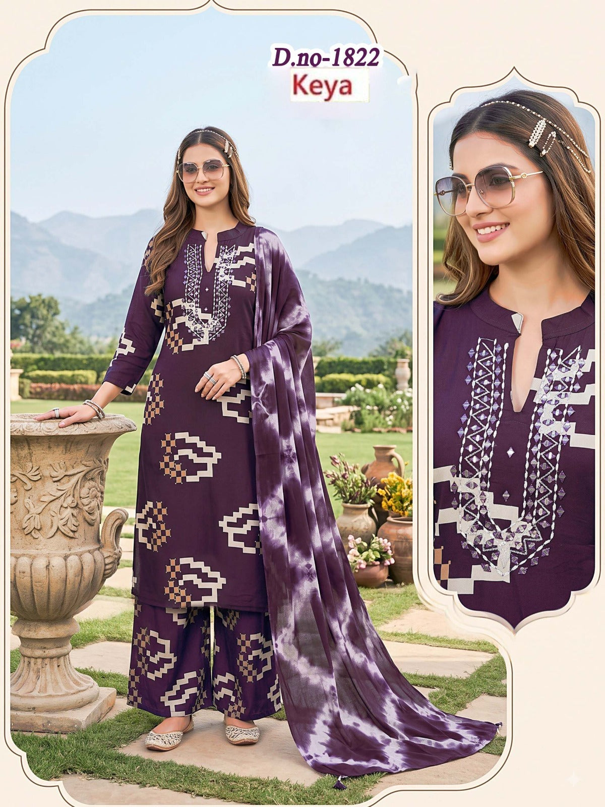 Manual Work 0509 Keya Rayon 18Kg Readymade Plazzo Style Suits Wholesale