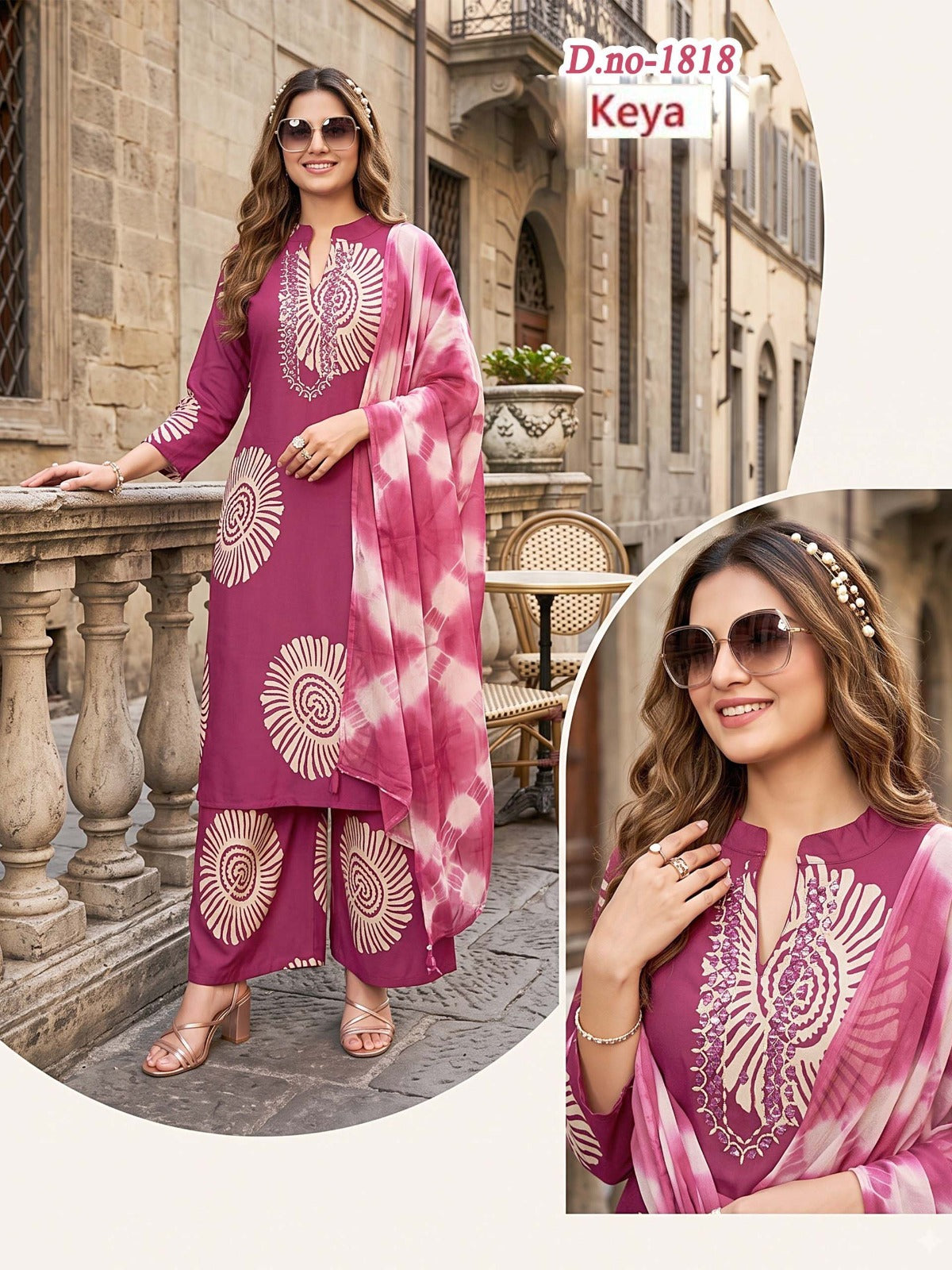 Manual Work 0509 Keya Rayon 18Kg Readymade Plazzo Style Suits Wholesale