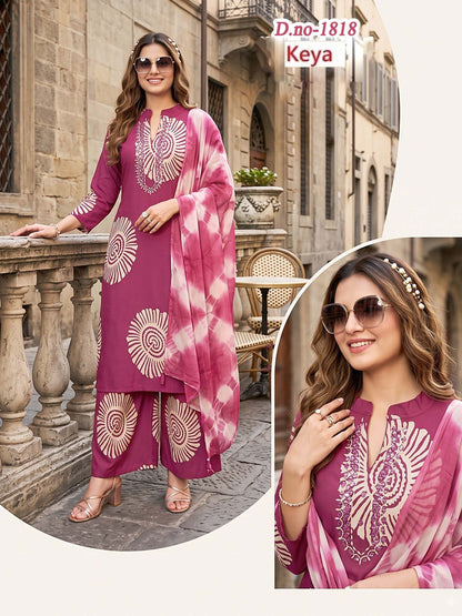 Manual Work 0509 Keya Rayon 18Kg Readymade Plazzo Style Suits Wholesale