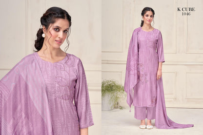 Manvi 1046 K Cube Muslin Silk Pant Style Suits Exporter Ahmedabad