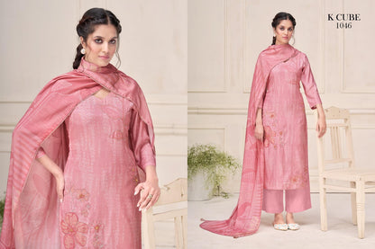 Manvi 1046 K Cube Muslin Silk Pant Style Suits Exporter Ahmedabad