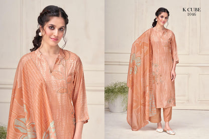 Manvi 1046 K Cube Muslin Silk Pant Style Suits Exporter Ahmedabad