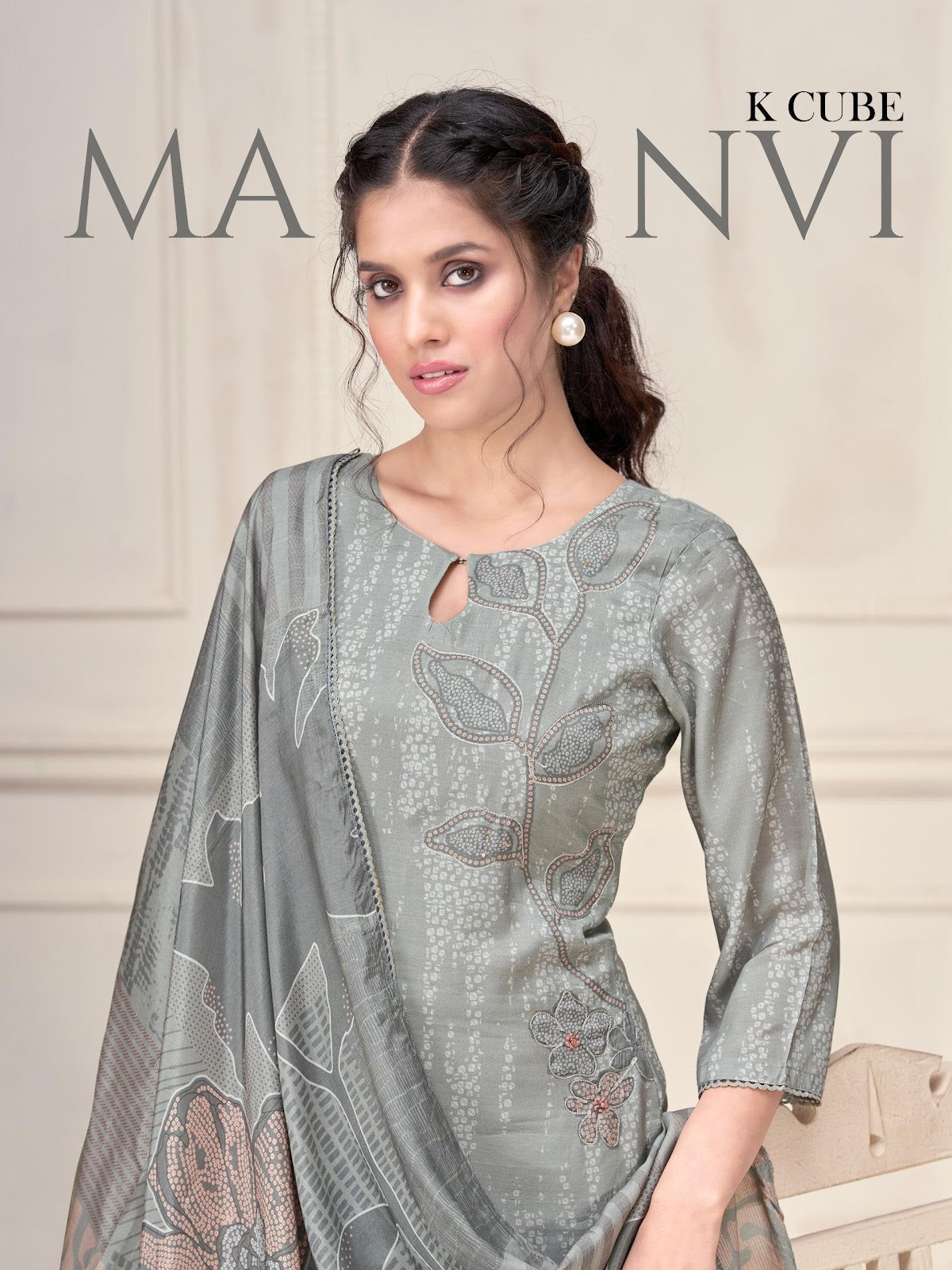 Manvi 1046 K Cube Muslin Silk Pant Style Suits Exporter Ahmedabad