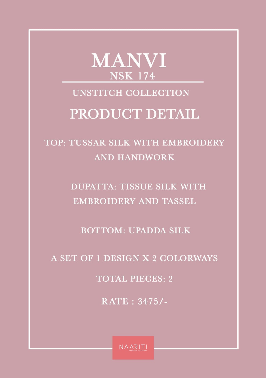 Manvi 174 Naariti Tussar Silk Pant Style Suits Wholesale