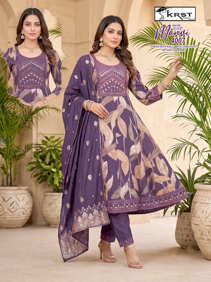 Manvi Krst Rayon 18Kg Readymade Anarkali Suits Supplier