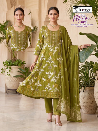Manvi Krst Rayon 18Kg Readymade Anarkali Suits Supplier