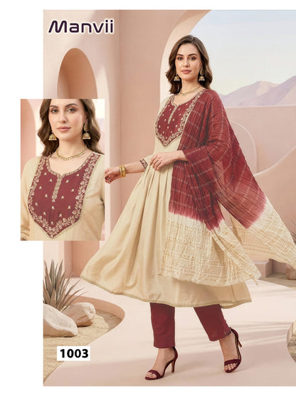 Manvi Malviken Roman Silk Readymade Anarkali Suits Manufacturer Gujarat
