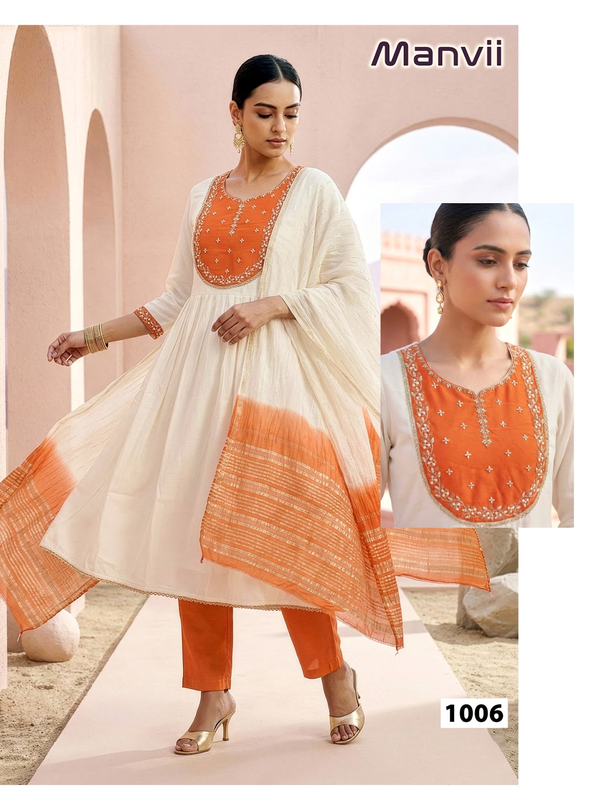 Manvi Malviken Roman Silk Readymade Anarkali Suits Manufacturer Gujarat