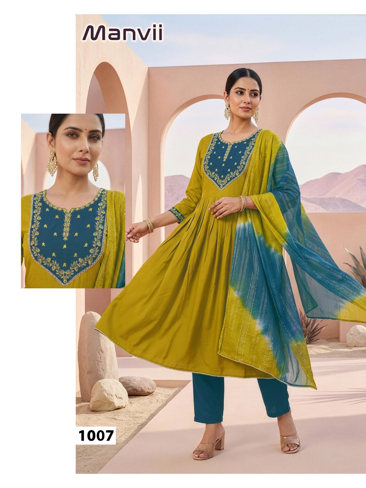 Manvi Malviken Roman Silk Readymade Anarkali Suits Manufacturer Gujarat