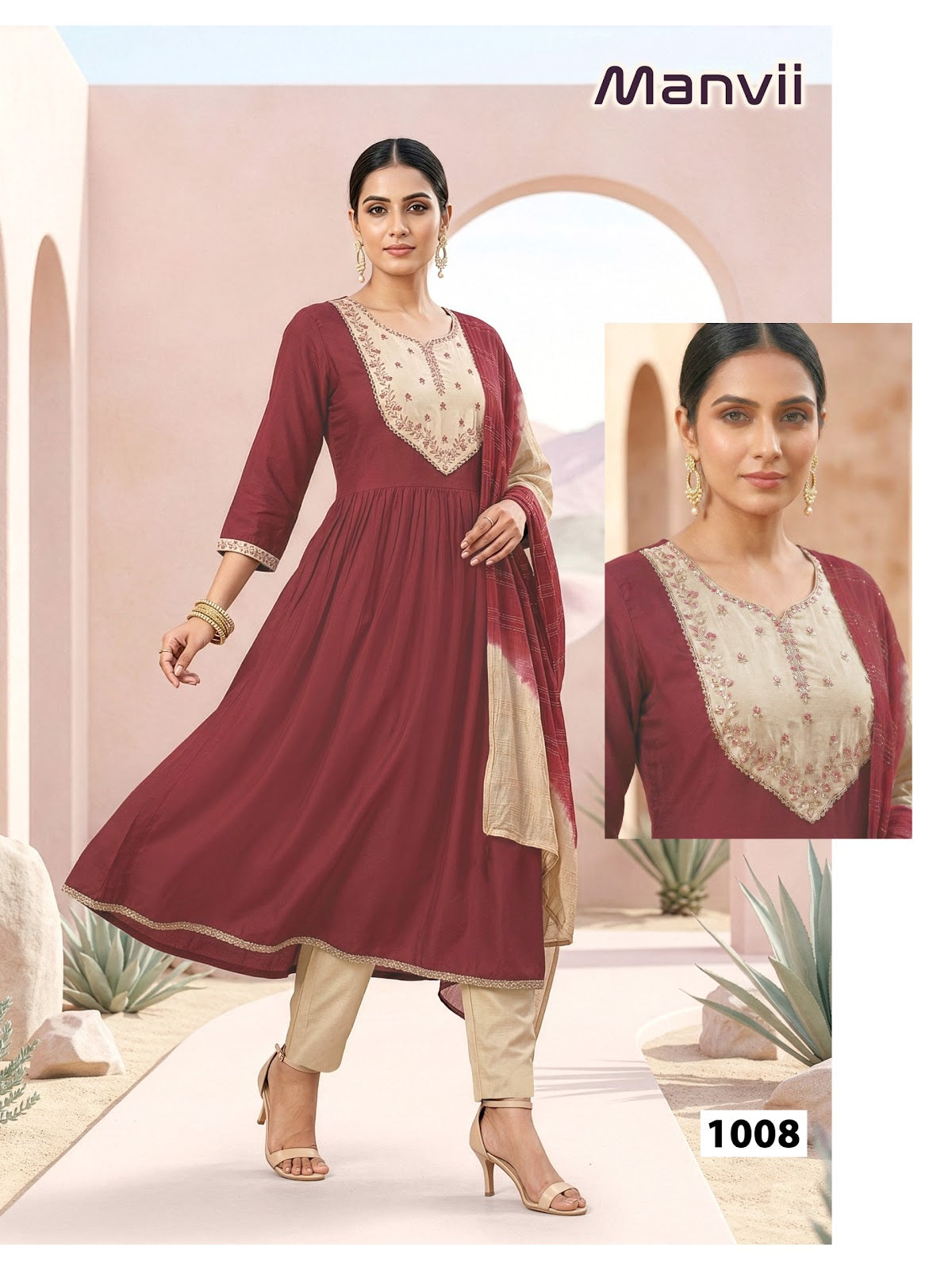 Manvi Malviken Roman Silk Readymade Anarkali Suits Manufacturer Gujarat