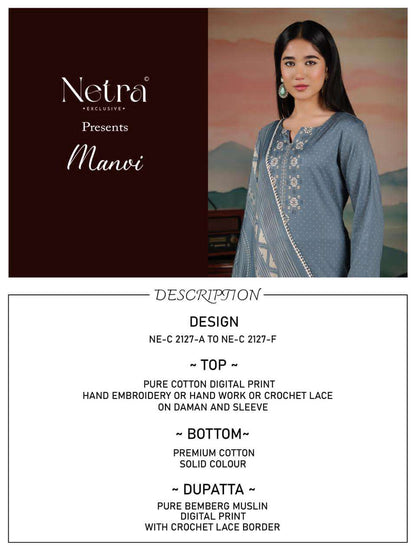 Manvi Netra Cotton Pant Style Suits Exporter Ahmedabad