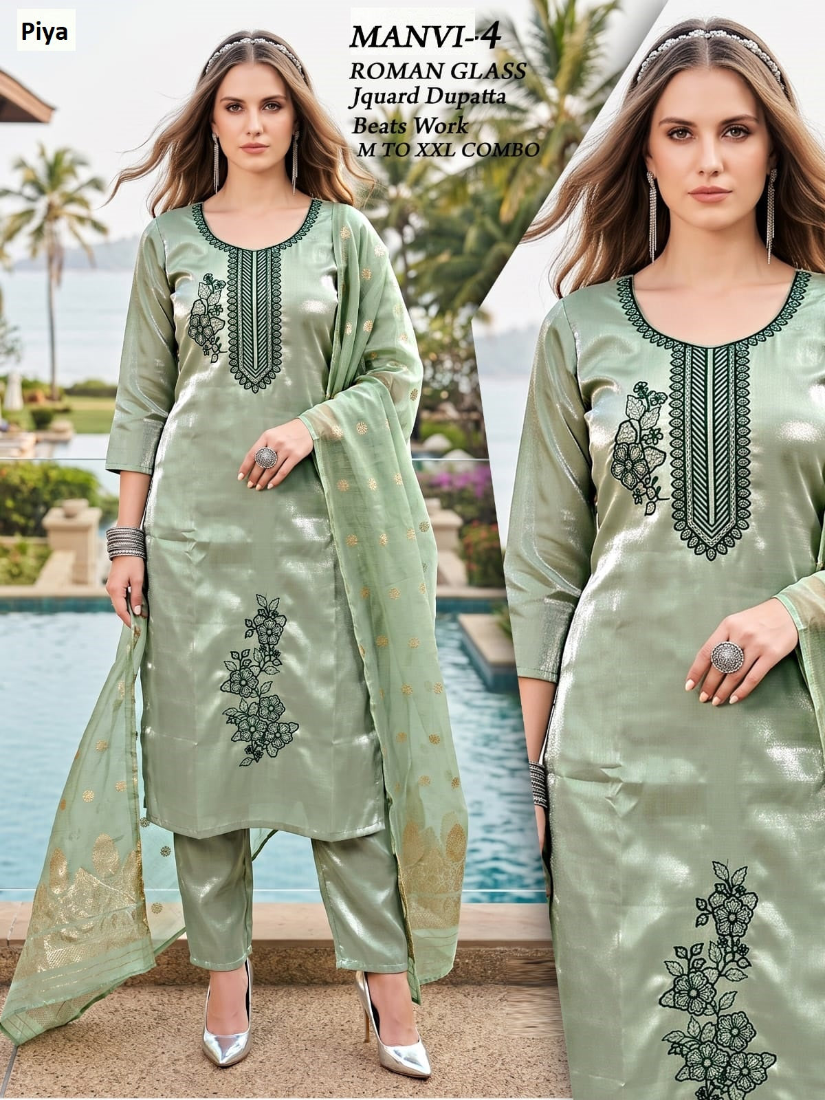 Manvi Piya Roman Readymade Pant Style Suits Exporter Gujarat