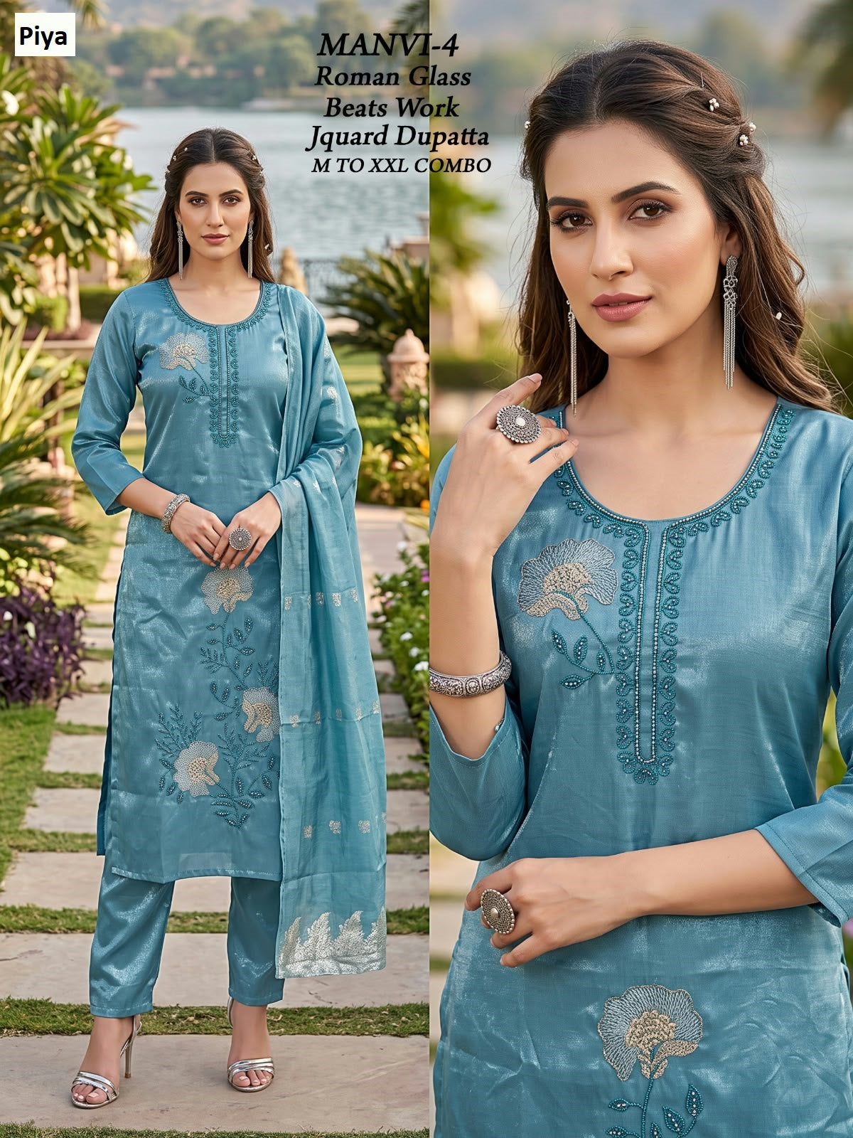 Manvi Piya Roman Readymade Pant Style Suits Exporter Gujarat