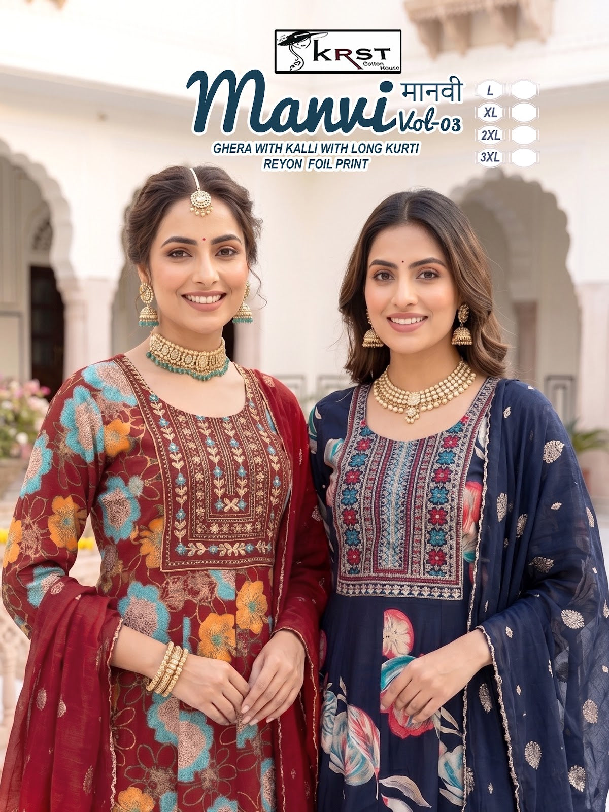 Manvi Vol 3 Krst Reyon 18Kg Readymade Anarkali Suits Supplier