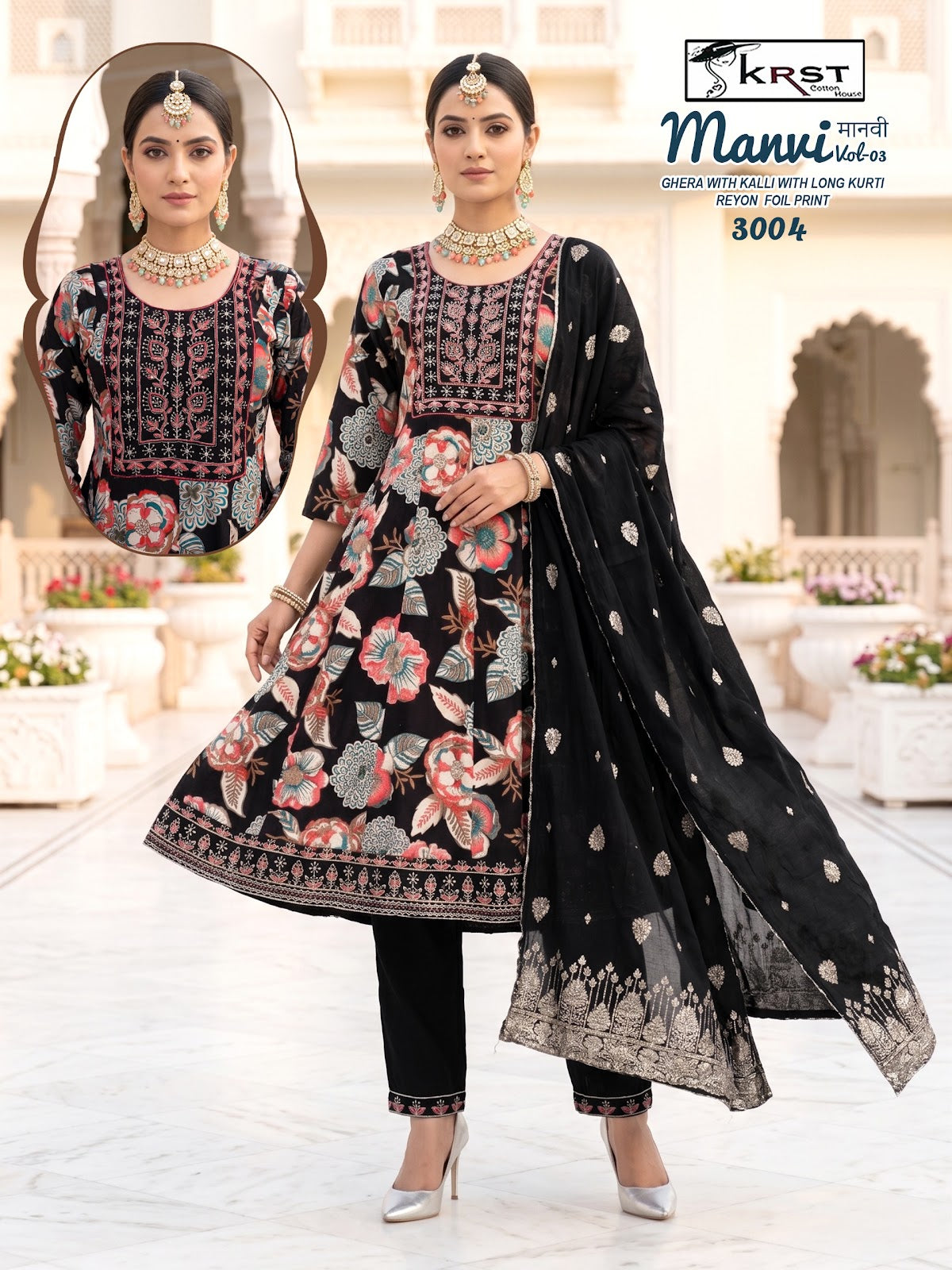 Manvi Vol 3 Krst Reyon 18Kg Readymade Anarkali Suits Supplier