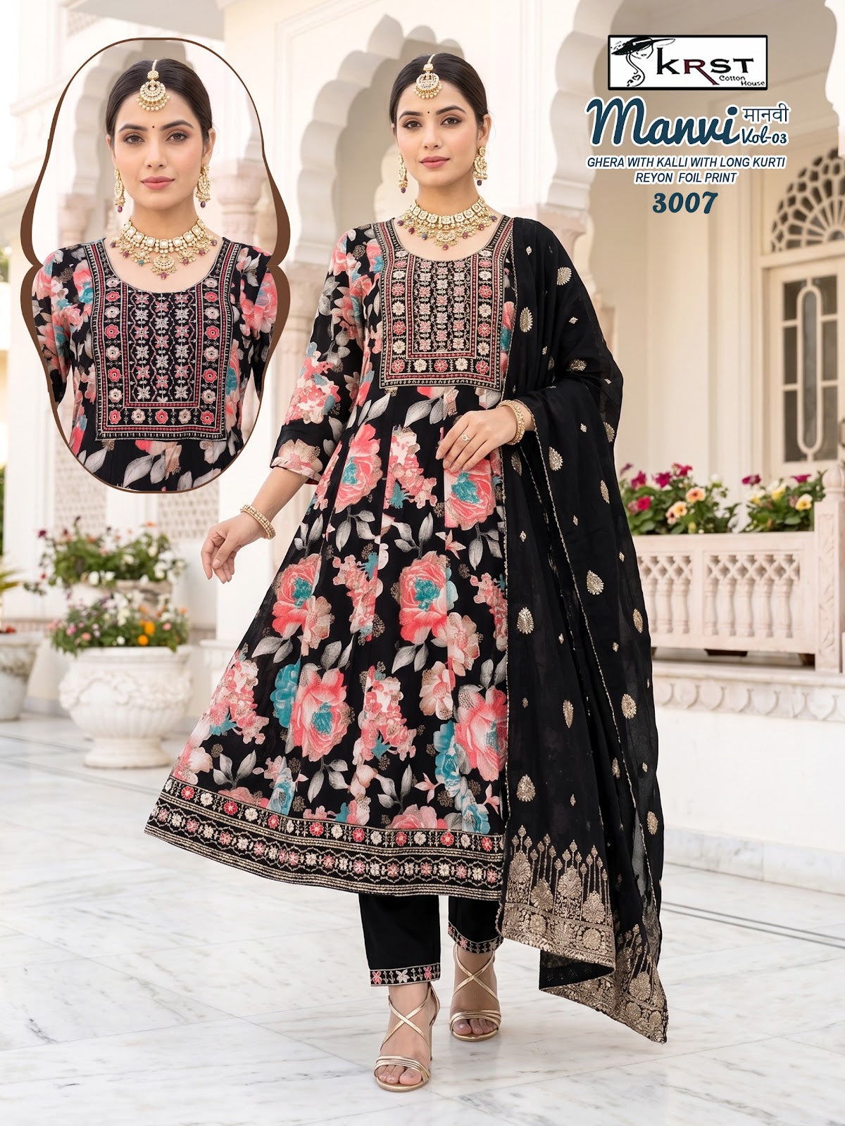 Manvi Vol 3 Krst Reyon 18Kg Readymade Anarkali Suits Supplier