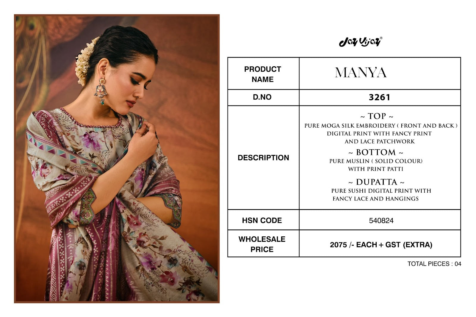 Manya Jay Vijay Moga Silk Pant Style Suits Manufacturer India