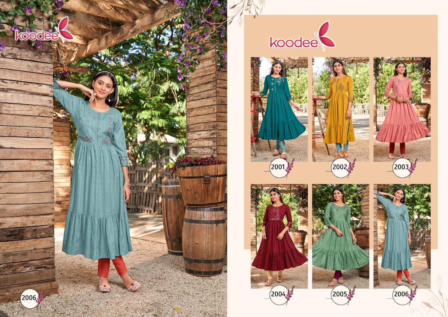 Manya Koodee Fashion Rayon Dobby Anarkali Kurtis Manufacturer Ahmedabad