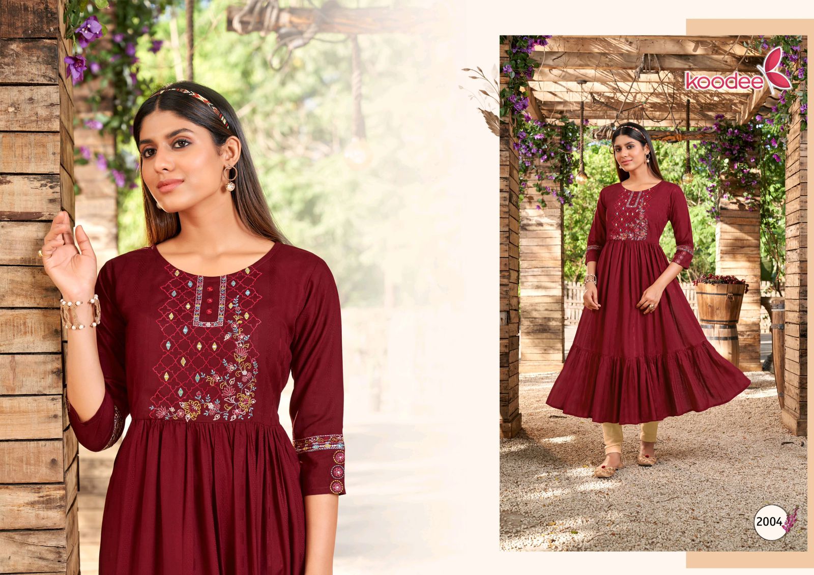 Manya Koodee Fashion Rayon Dobby Anarkali Kurtis Manufacturer Ahmedabad