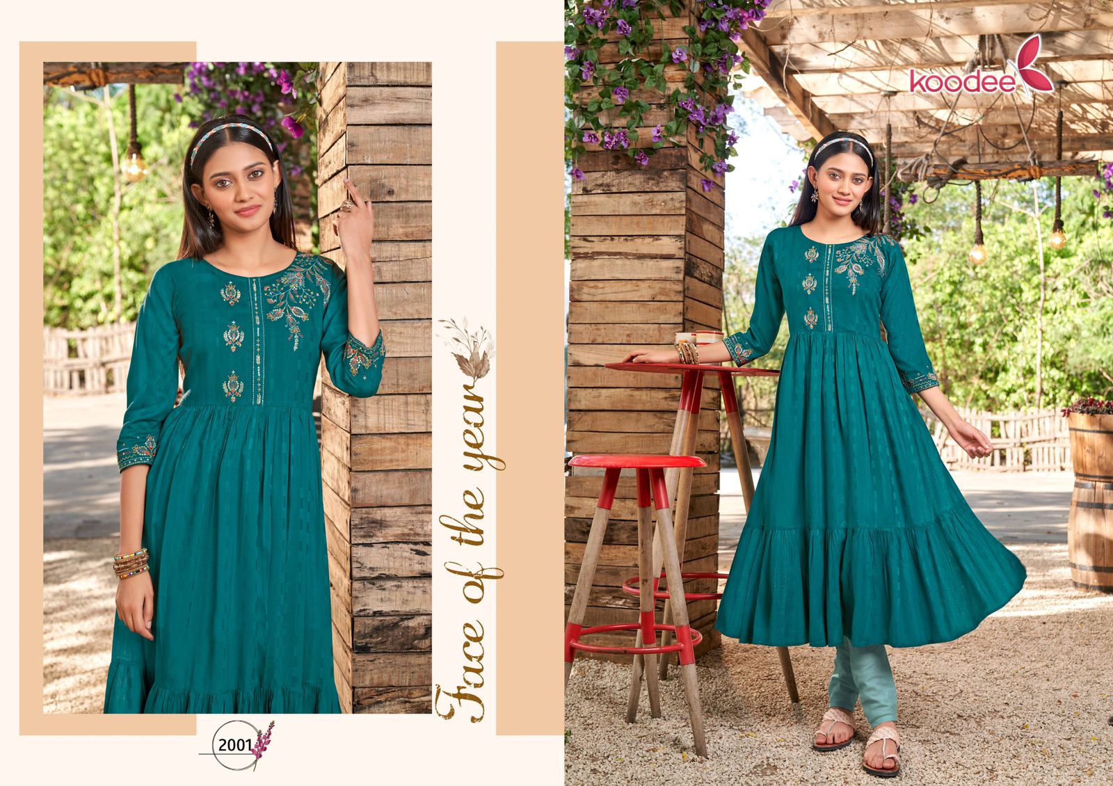 Manya Koodee Fashion Rayon Dobby Anarkali Kurtis Manufacturer Ahmedabad