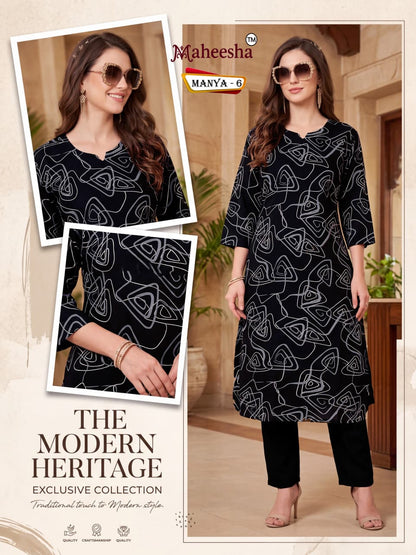 Manya Maheesha Rayon 22Kg Kurti Pant Set Manufacturer