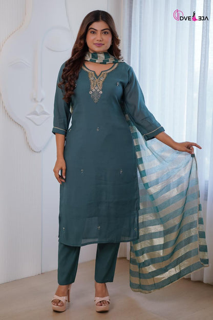 Manya Series Dveeja Fashion Chanderi Readymade Pant Style Suits Wholesaler Gujarat