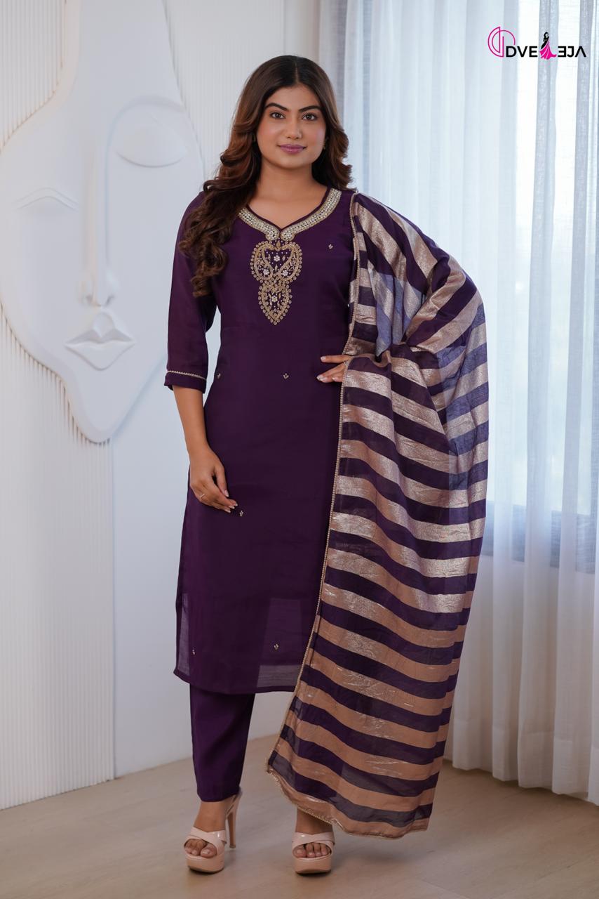 Manya Series Dveeja Fashion Chanderi Readymade Pant Style Suits Wholesaler Gujarat