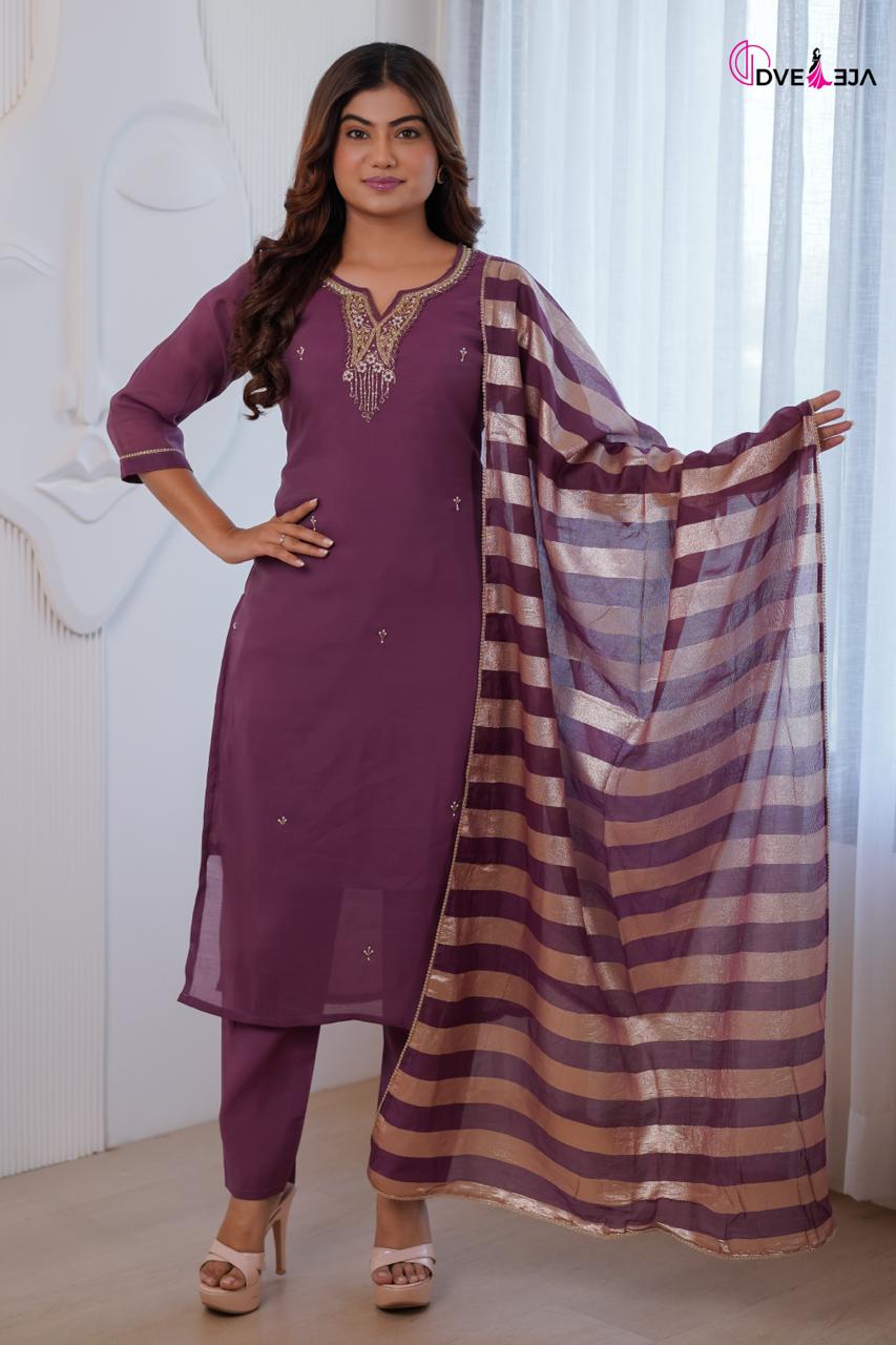 Manya Series Dveeja Fashion Chanderi Readymade Pant Style Suits Wholesaler Gujarat
