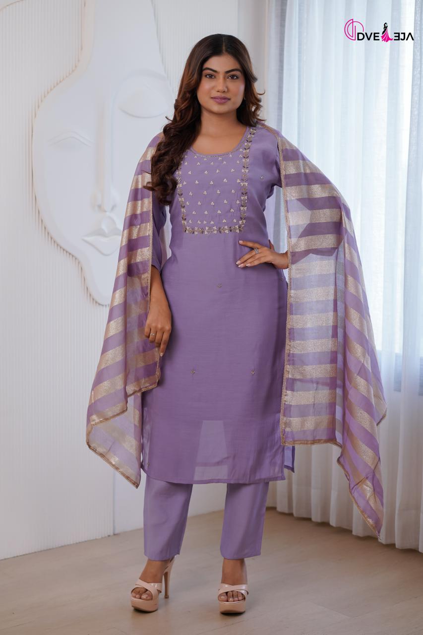 Manya Series Dveeja Fashion Chanderi Readymade Pant Style Suits Wholesaler Gujarat