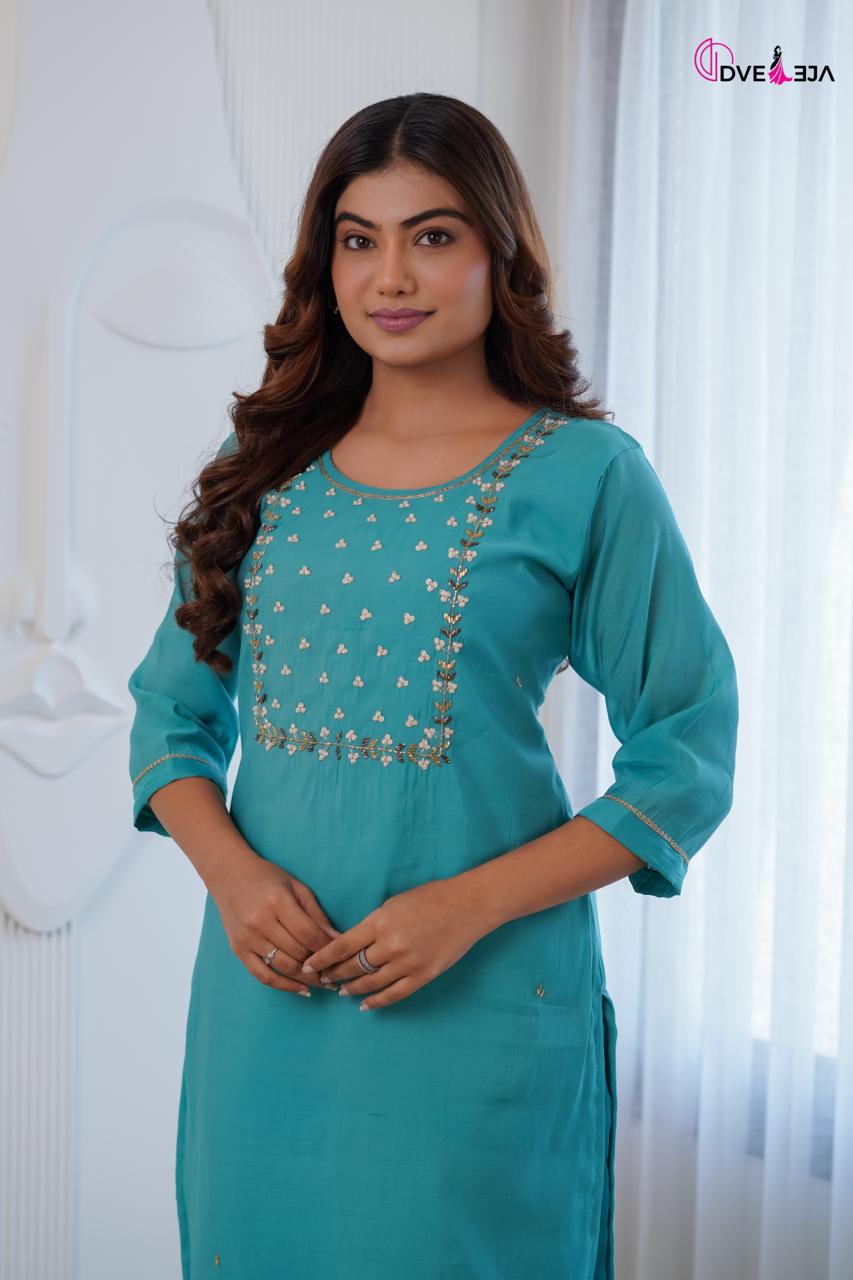 Manya Series Dveeja Fashion Chanderi Readymade Pant Style Suits Wholesaler Gujarat