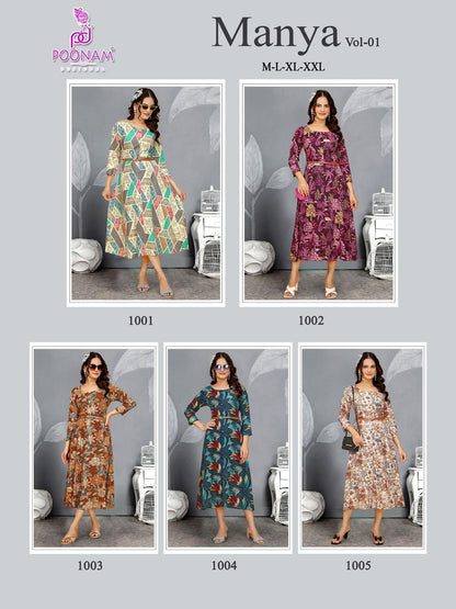Manya Vol 1 Poonam Designer Rayon One Piece Exporter Ahmedabad