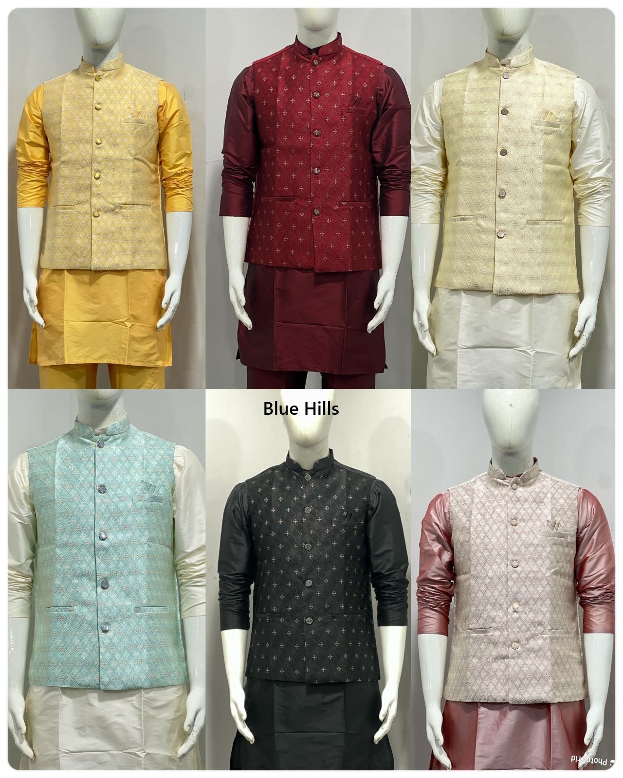 Manyavar Nx With Koti Blue Hills Silk Mens Kurta Pajama Manufacturer India