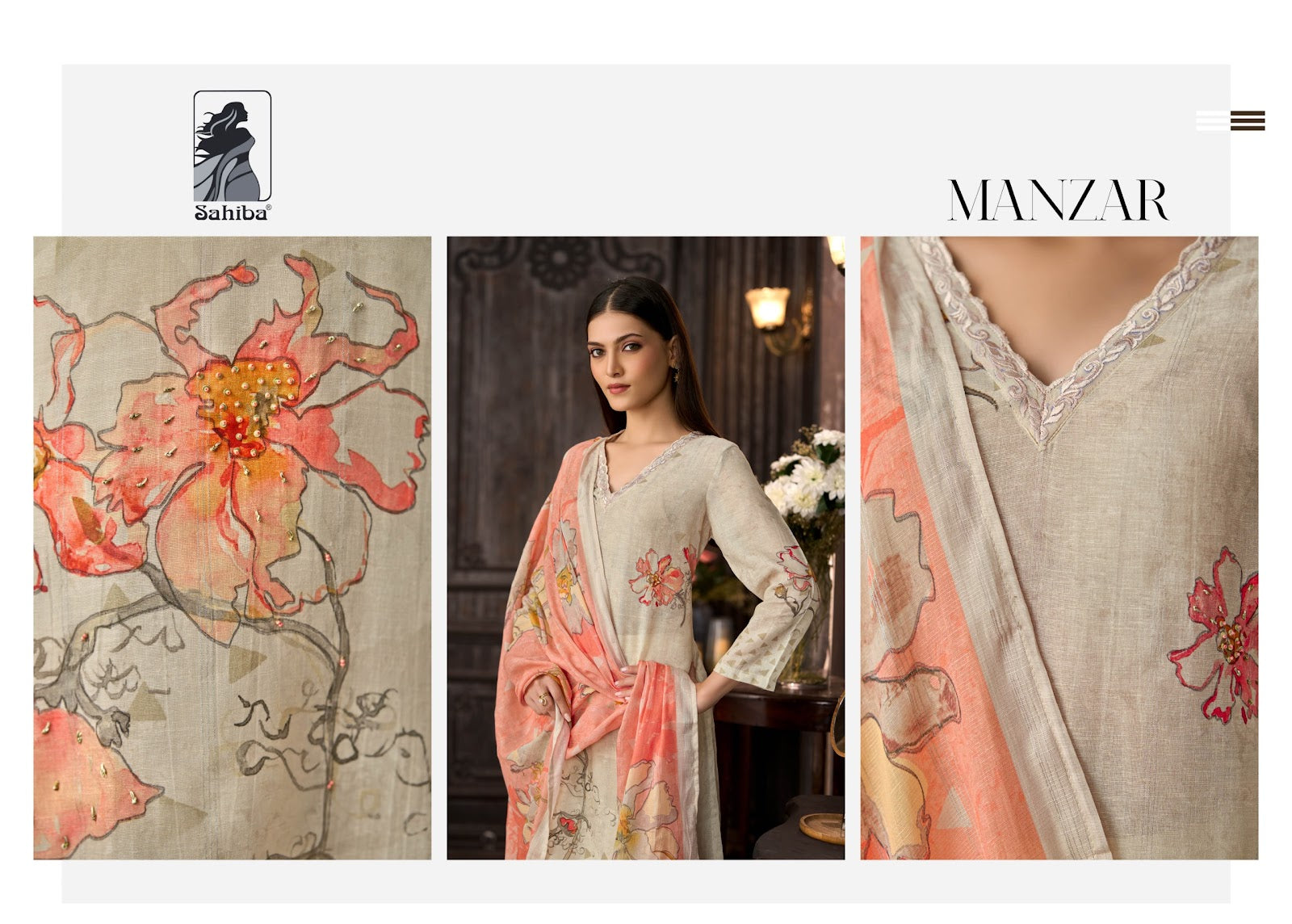 Manzar Sahiba Cotton Linen Plazzo Style Suits Exporter India