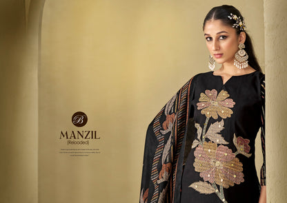 Manzil Reloaded Belliza Designer Studio Viscose Rayon Karachi Salwar Suits Manufacturer Gujarat