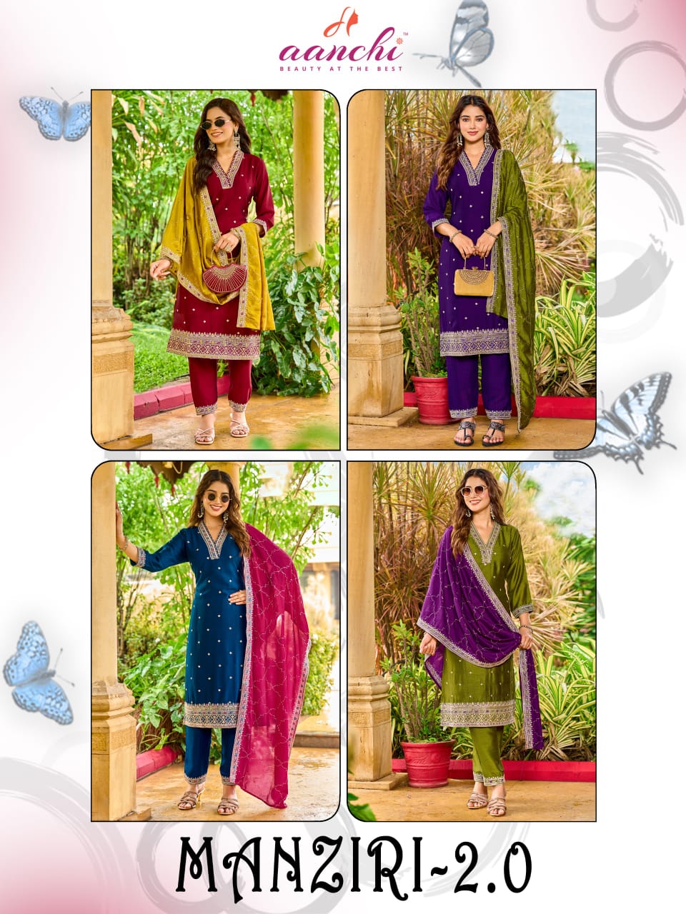 Manziri 2.0 Aanchi Vichitra Silk Readymade Pant Style Suits Wholesaler India
