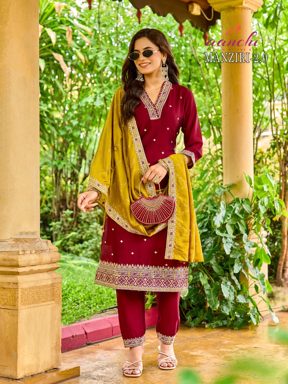 Manziri 2.0 Aanchi Vichitra Silk Readymade Pant Style Suits Wholesaler India