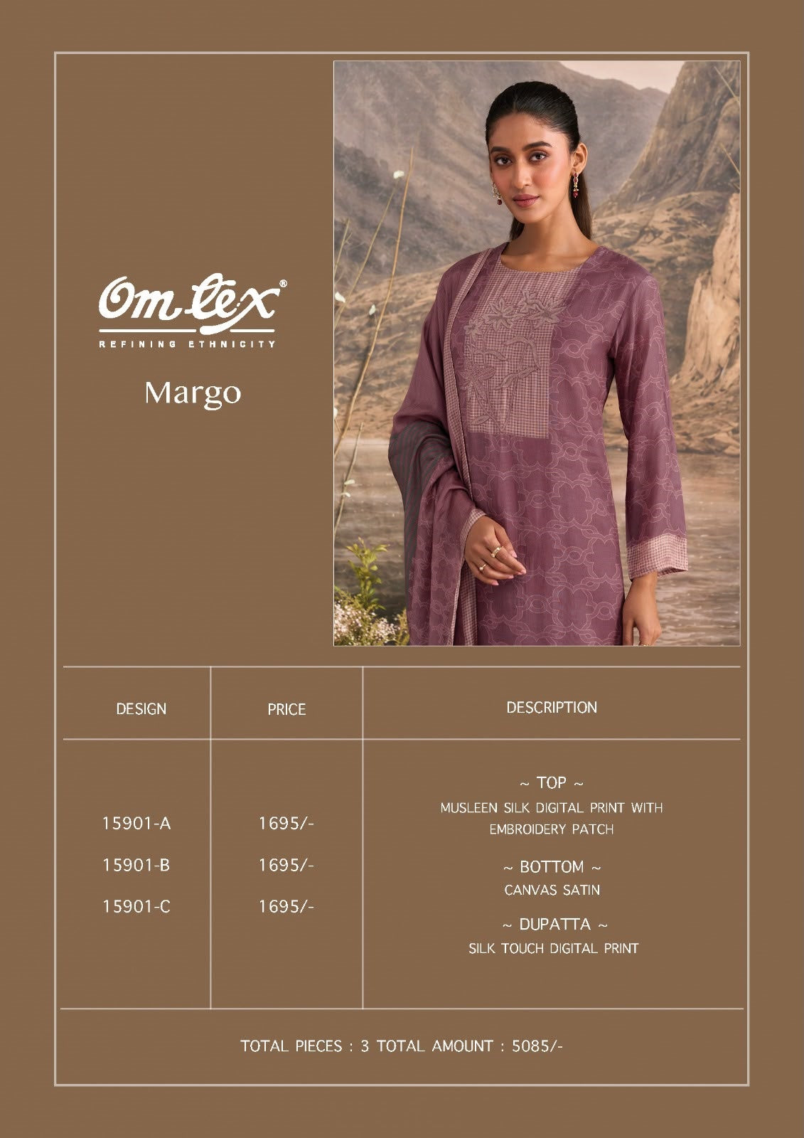 Margo Omtex Muslin Silk Pant Style Suits Supplier Ahmedabad