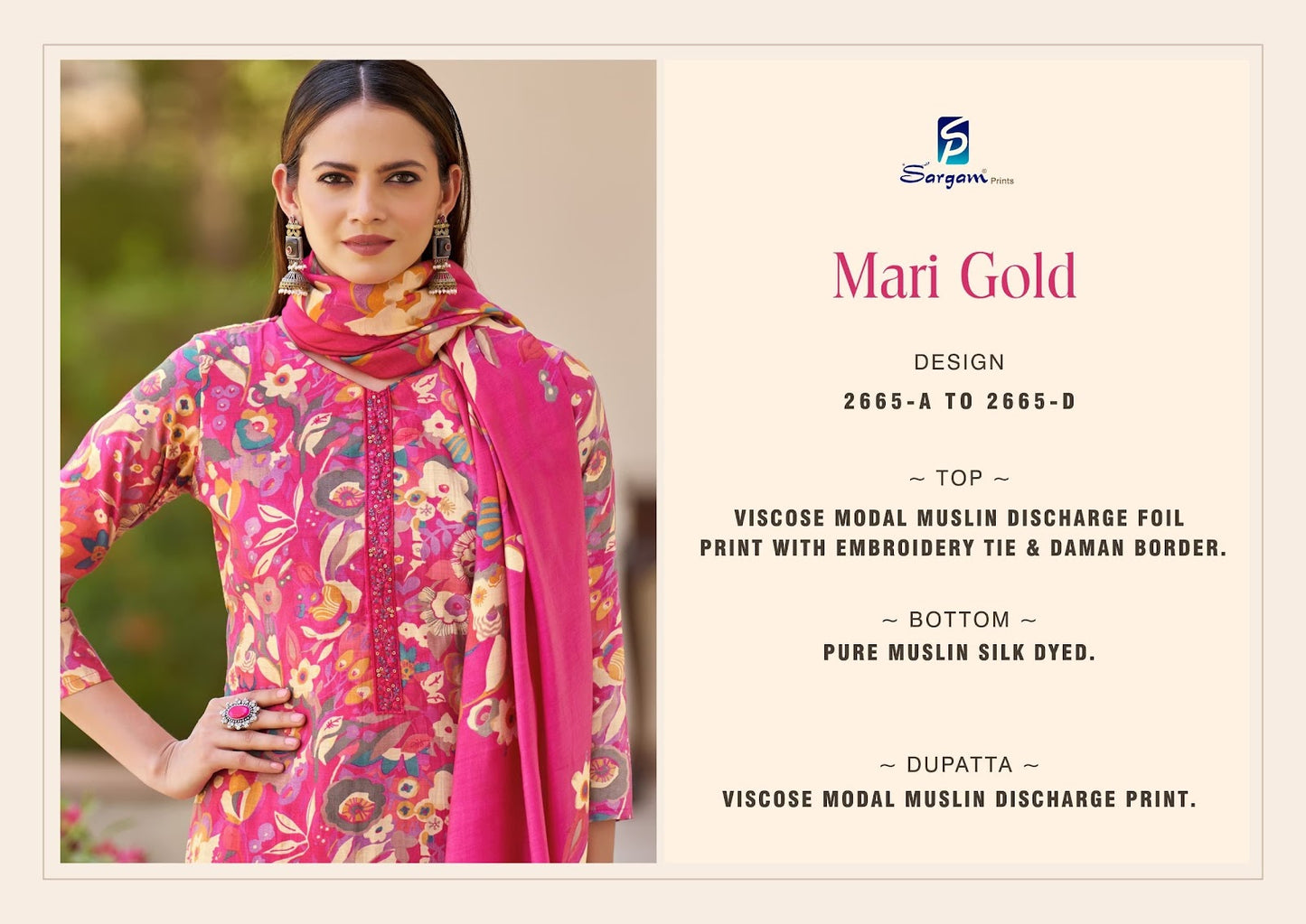 Mari Gold Sargam Prints Viscose Modal Pant Style Suits Manufacturer