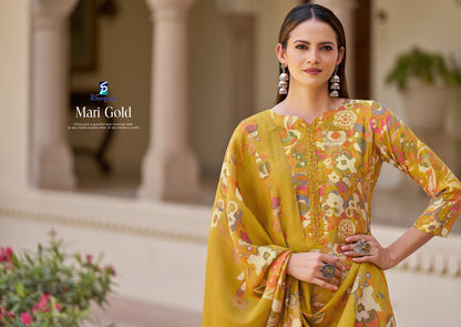 Mari Gold Sargam Prints Viscose Modal Pant Style Suits Manufacturer